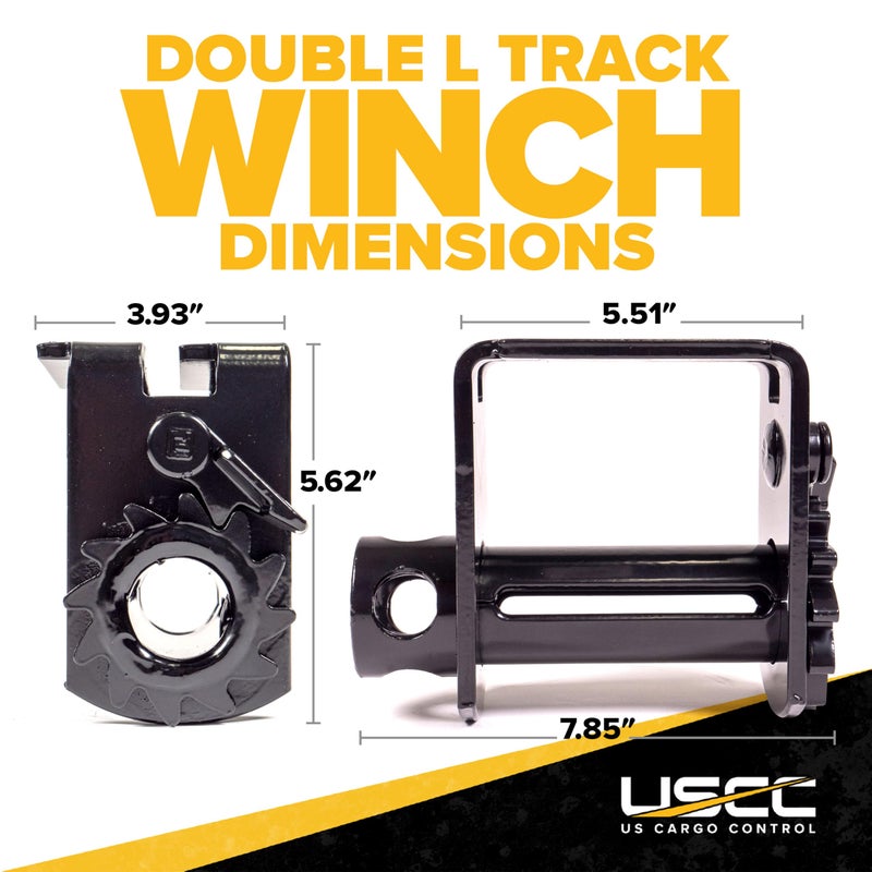 US Cargo Control Standard Sliding Winch for Double L Tracks, 4 Inch Winch Holds Up to 20 Feet of Webbing, Slides to Any Position for Winch Control, 5,500 LBS Working Load Limit - Image 2